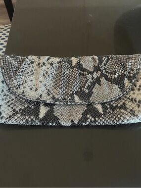 Banana Republic Snake-Print Clutch in Black and Gray